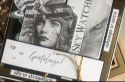 Kartka dla absolwentki szkoły pilotów! w pudełku z kopertą!