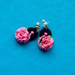 Kolczyki Róża w czerni
