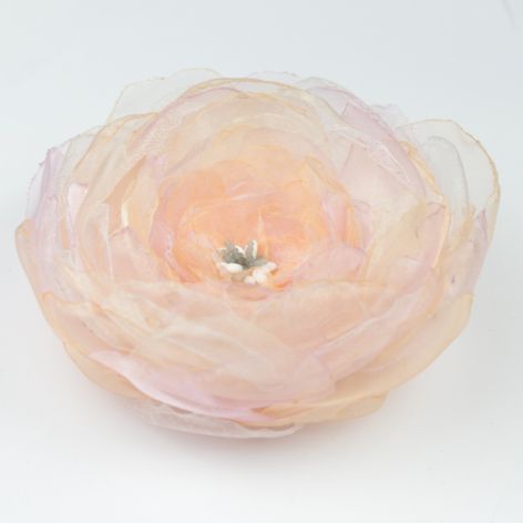Broszka kwiat, obfita, pastelowa 15 cm - Rękodzieło