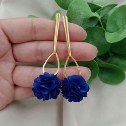 Kobaltowe ciemnoniebieskie długie kolczyki 