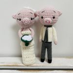 Młoda Para świnki szydełkowe prezent ślubny handmade - młoda para świnki