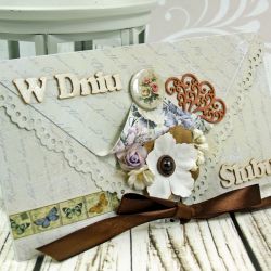 Kopertówka ślubna-motyle i kwiaty