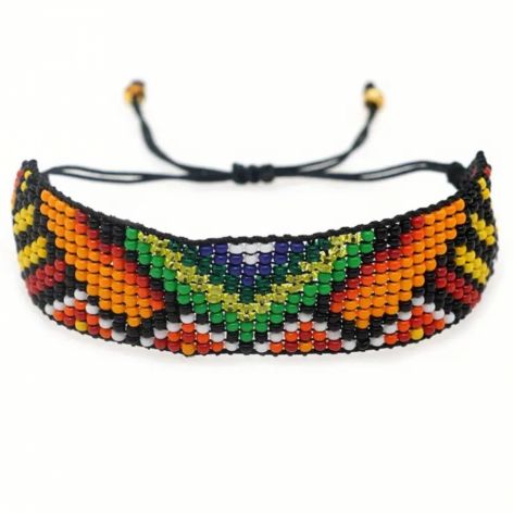 Bransoletka BOHO pleciona z koralików kolorowa orange