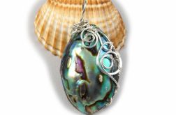 Srebrny wisior z muszlą Abalone wire wrapped