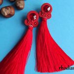 Bardzo Długie Czerwone z Chwostem kolczyki - Kolczyki sztyft chwost czerwień rhodiana sutasz