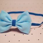 Niebieska opaska elastyczna kokardka Emilka 25 bawełniana - Niebieska opaska na główkę