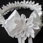 Wianek komunijny - kanzashi - 