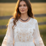 Naszyjnik Fioletowe Szklane Korale - 