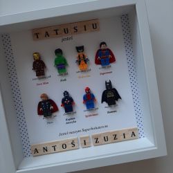 Ramka z superbohaterami biała dzień ojca