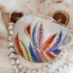 Ręcznie malowany łubin komplet filiżanka 200 ml.