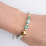 Jadeit turkusowy Jaspis cesarski Hematyt - Na nadgarstku