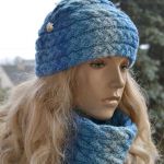 komplet w odcieniach niebieskiego REZERWACJA - czapka i szal