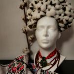 Wianek - opaska do włosów z kwiatów bawełny - wianek nowoczesnej ukrainki