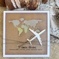 178,kartka na ślub w szczęśliwą podróż z mapą