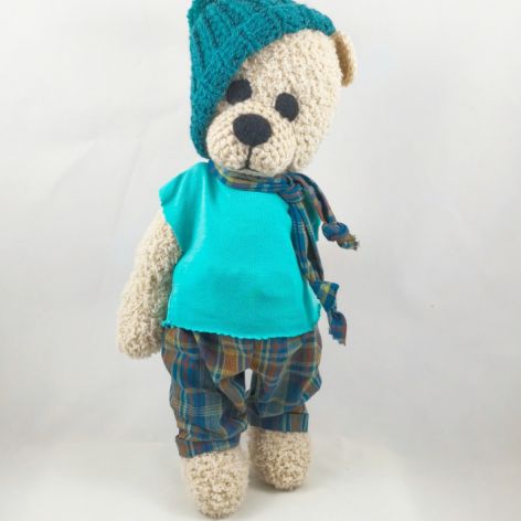 FELEK - szydełkowy miś, personalizacja