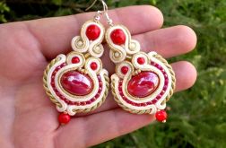 Kolczyki Czerwień, krem, złoto