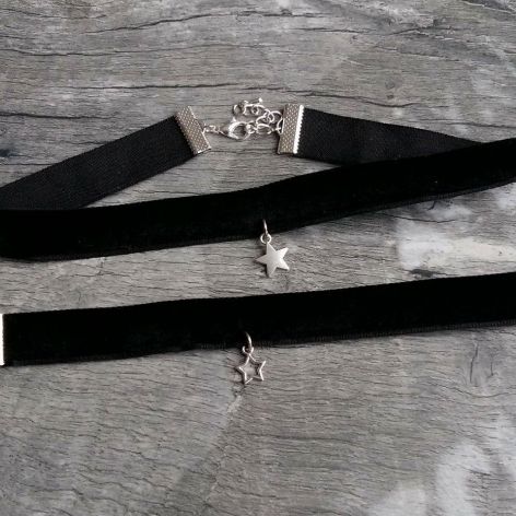 Czarny choker, komplet, black choker, aksamit