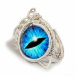 Smocze oko, srebrny pierścionek z okiem - niebieski pierścionek z okiem