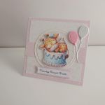 Kartka na Pierwszy Roczek urodziny żyrafka na torcie - Kartka na Pierwszy Roczek urodziny żyrafka na torcie