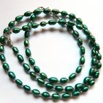 Zielone perły naturalne, naszyjnik i bransoletka z pereł, komplet - 