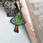 Zakładka do książki choinka w zieleni - ozdobiony drutem miedzianym