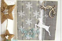 Kartka świąteczna z biegnącym reniferem