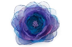 Broszka kwiat niebiesko-fioletowa 15 cm - Rękodzieło