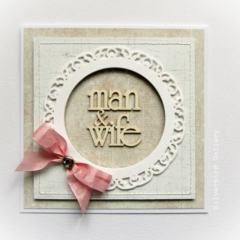 Man&Wife - kartka ślubna z różową kokardą