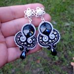 Kolczyki Queen Czarno-Srebrne - 