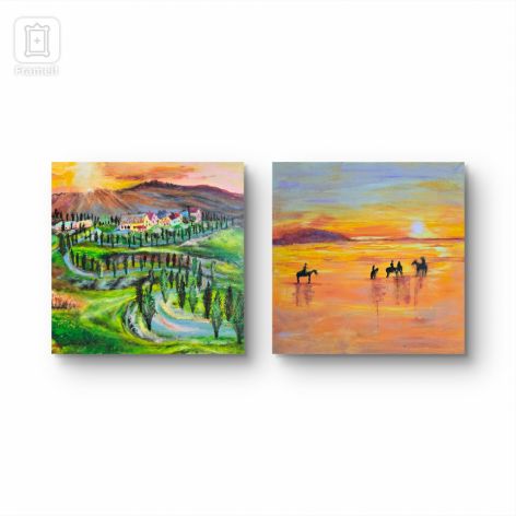 Kompozycja prac na płótnie Wlochy,  Toskania i Sycylia 