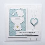 Oryginalna kartka na Chrzest z chrzcielnicą - Kartka na Chrzest z chrzcielnicą