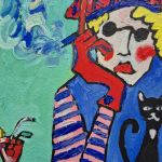 obraz z babcią i kotem - 