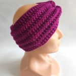 Opaska ręcznie robiona na drutach, fuksja. - opaska fuksja