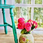 Krzesło turkusowe shabby chic, patyczak, do salonu - 