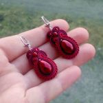 Kolczyki soutache Perła Bordowe - 