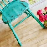 Krzesło turkusowe shabby chic, patyczak, do salonu - 