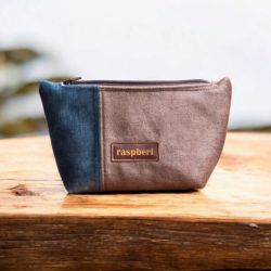 Niebiesko-brązowa welurowa kosmetyczki MIDI