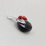 Onyks czerwony koral i srebro - wisior - 