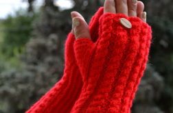 Czerwone rękawiczki mitenki - długie
