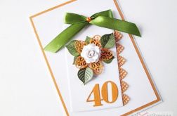 Kartka URODZINOWA pomarańczowo-zielona