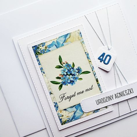 Kartka z niezapominajkami urodzinowa handmade