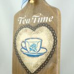 Deska rustykalna z filiżanką niską - deska rustykalna tea time