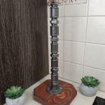 Loftowy stojak na papier kuchenny S002_1-W2 - Loftowy Stojak na papier-recznik kuchenny drewno-metal