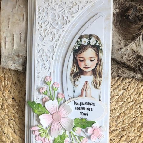 188,Kartka na komunię w pudełku dla dziewczynki 