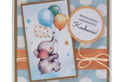 Kartka na urodziny dziecka balon i słonik