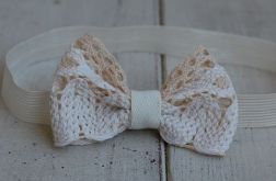 Opaska niemowlęca - Koronkowa, kremowo-beżowa