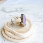 Fioletowe kółko - pierścionek ze szkłem - 