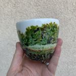 Porcelanowa filiżanka ręcznie malowana Leśny pejzaż  - 