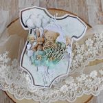 Kartka body na chrzest "Mint Bear" GOTOWA - 
