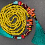 Naszyjnik Długi Sznur Fantazyjny Masa Perłowa Z Chwostami - 